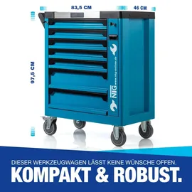 NTG Werkzeugwagen Stahl blau 7 Schubladen bestückt