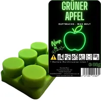 WonderWax Neon Duftriegel 6 x Duftwachs Kreise Wachsmelt Duftwachs Raumduft für Duftlampen Soja Wachs Melts Duftmelt Aroma Wellnes Kerzen Wärmer Wax Tarts Grüner Apfel