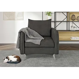 s-style möbel Sessel Azalea Luxusmikrofaser 70 x 80 x 90 cm Grau