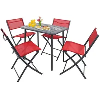 VCM 5-tlg. Set Bistroset Esstisch Gartenset Balkonset Stuh klappbar Tisch Garten Camping Sumila 80x55