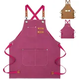Sumneo Kinderschürze Verstellbar & Wasserdicht aus Baumwolle - Zum Kochen, Malen, Gartenarbeit für Mädchen und Jungen (6-12 Jahre) (Rosa) - One Size (6-12 Jahre)