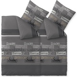 CELINATEX Touchme Biber Bettwäsche 135 x 200 cm 4teilig Baumwolle Bettbezug Carla grau anthrazit schwarz