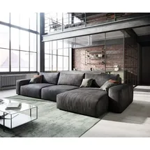 DeLife Ecksofa Lanzo L 360x160 cm Mikrofaser Vintage Anthrazit Recamiere variabel - Grau