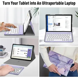 Fintie Tastatur Hülle für Samsung Galaxy Tab A9 Plus 11 Zoll (2023) Lila Marmor