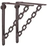 Relaxdays Regalwinkel Gusseisen 2er Set Kette Dunkelbraun