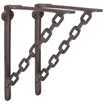 Relaxdays Regalwinkel Gusseisen 2er Set Kette Dunkelbraun