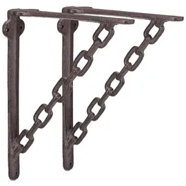 Relaxdays Regalwinkel Gusseisen 2er Set Kette Dunkelbraun