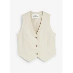 bonprix Weste aus reinem Leinen, beige, 36, Leinen