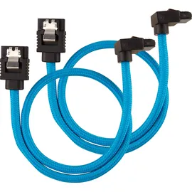 Corsair Premium Sleeved SATA 3 Kabel gewinkelt / gerade (6Gbps, 30 cm 90°) Blau