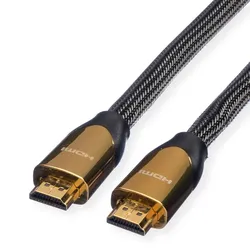 ROLINE 4K PREMIUM HDMI Ultra HD Kabel mit Ethernet, ST/ST, schwarz, 1 m