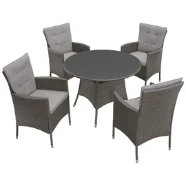 Konifera Mailand Polyrattan Garten-Essgruppe 13-tlg. grau/braun