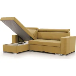 Fun Möbel Ecksofa Schlafsofa Sofa CANTON in Stoff Camelia Senfgelb Ottomane Links - Gelb