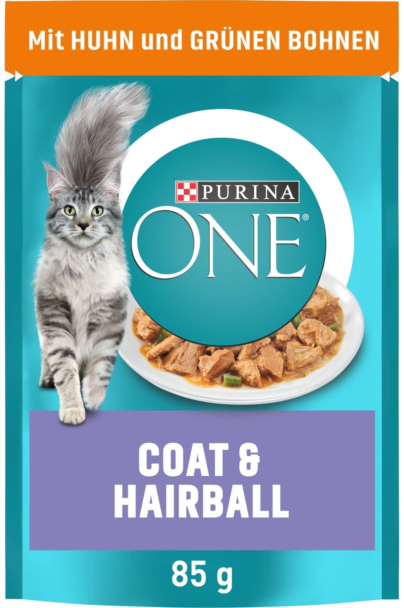 PURINA ONE Coat & Hairball Katzenfutter nass in Sauce, mit Huhn, 26er Pack (26 x 85g)