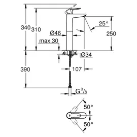 Grohe BauEdge XL-Size Einhandmischer DN 15 23761000