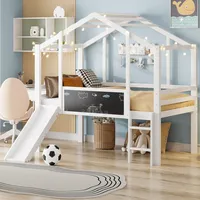 Kinderbett Hochbett Rutsche 90x200 Holz Weiß Havrya