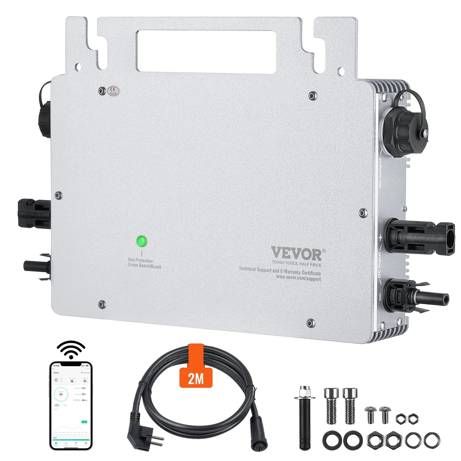 VEVOR Mikro Wechselrichter 800W Solar Wechselrichter Inverter mit IP67 Wasserdicht Niveau PV Mikro-Wechselrichter mit MPPT-Technologie Balkonkraftwerk Grid Tie Micro Inverter App Steuerung