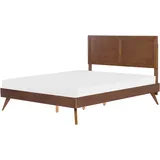 Beliani Bett dunkler Holzfarbton Lattenrost 160 x 200 cm