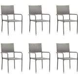 vidaXL Garten-Essstühle 6 Stk. Stapelbar Grau Polyrattan