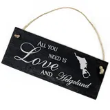 Dekolando Hängedekoration Insel Helgoland 22x8cm All you need is Love and Helgoland grau|schwarz