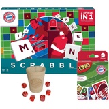 FCB Spiele-Set Scrabble FC Bayern München + UNO & Würfelbecher FCB Würfel Fans