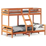 vidaXL Etagenbett 90x200/120x200 cm Wachsbraun Massivholz Kiefer