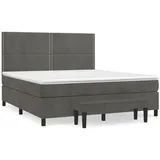 vidaXL Boxspringbett mit Matratze Dunkelgrau 160x200 cm Samt