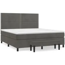 vidaXL Boxspringbett mit Matratze Dunkelgrau 160x200 cm Samt