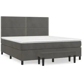 vidaXL Boxspringbett mit Matratze Dunkelgrau 160x200 cm Samt