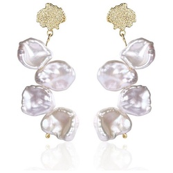 AILORIA Paar Ohrhänger SATU ohrringe gold/weiße perle, Ohrringe 925 Sterling Silber – vergoldet Süßwasserperlen weiß