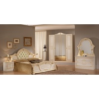 JVmoebel Schlafzimmer-Set, Schlafzimmer Set Design Modern Luxus Schlafzimmer Bett + 2x Nachttisch 6 tlg. weiß