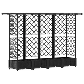 vidaXL Hochbeet mit Rankgitter und Dach 202,5 x 40 x 123 cm Schwarz