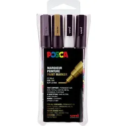 uni-ball POSCA PC-3M Metallic Acrylstift farbsortiert 0,9 - 1,3 mm, 4 St.