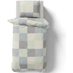 NYVI Bettwäsche Set DreamScience Renforcé Design - Atmungsaktiv & Weich - 100% Baumwolle - Mit Reißverschluss 135x200 + 80x80 cm Quadro