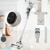 Klarstein Akku Staubsauger Beutellos, Staubsauger Kabellos mit 4-Stufigem E12 EPA-Filter, Akku-Staubsauger für Tierhaare, Teppich & Hartboden,