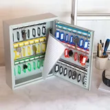 HMF 13642-07 Schlüsselschrank mit Zahlencode, Schlüsselkasten groß, 42 Haken, 35 x 27 x 8 cm, Lichtgrau