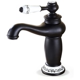 Acesunny Retro Nostalgie Einhebel Wasserhahn Bad Armatur Waschbecken Mischbatterie Faucet Wasserhahn Bad Waschtisch Armatur Einhand Mischbatterie Waschbecken Badarmatur (Schwarz)