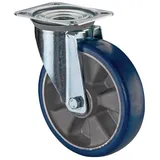 BS Rollen, Möbelrollen, Lenkrolle D.250mm Trgf.350kg Lenkrollen PU Platte L135xB110mm Farbe Rl.blau