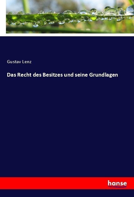 Das Recht Des Besitzes Und Seine Grundlagen - Gustav Lenz  Kartoniert (TB)