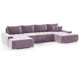 Fun Möbel Wohnlandschaft Sofa mit Schlaffunktion VOGAR Stoff, Monolith lila