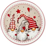 Excelsa Gnomo Panettone oder Pizzateller, 6er-Set, 30,5 cm, Porzellan, Weihnachtsdekoration