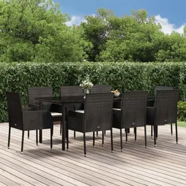 vidaXL Garten-Essgruppe 9-tlg. Schwarz