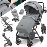 Kidiz KIDIZ® Kinderwagen Kinderbuggy klappbar Liegebuggy Sportwagen Faltbar 360° Räder 5-Punkt Gurt Inkl. Fußsack, Getränkehalter, Regenabdeckung & Moskitonetz verstellbare Rückenlehne & Sonnenverdeck
