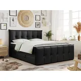 MKS Meble Boxspringbett mit Bettkasten und Matratze, Polsterbett Premium 11 KING - 180 x 200 cm - Schwarz