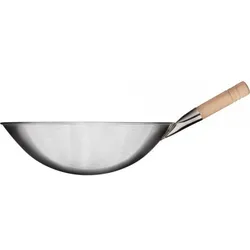 Stalgast Wok-Pfanne, gebürsteter Edelstahl, Grifflänge 185 mm