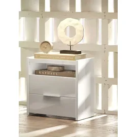 INOSIGN »Malmo, Nachtschrank 2er Set, B/T/H 52/40/58 cm, mit 2 Schubkästen,« Set, 2 Nachtkommoden, offene Ablage, Top 22 mm stark, Metallgriff, Weiss Hochglanz lack), weiß