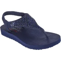 Skechers Damen Meditation-Rock Crown Flache Sandale, Medium, Marineblauer Mitobuck-Strassbesatz, 38 EU