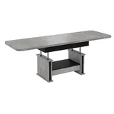 Design Couchtisch DA-555 Schublade höhenverstellbar ausziehbar Tisch, Farbe:Beton - Schwarz matt