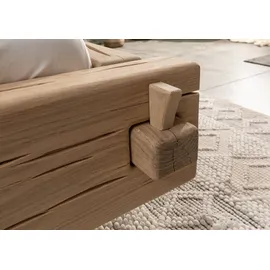 MASSIVMOEBEL24.DE Balkenbett Eiche 160x200 natur geölt OAK HEART 02