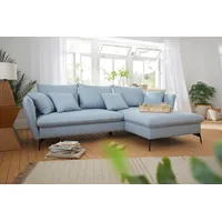 Ecksofa OTTO HOME "LIVORNO,258 cm, L-Form", grau (graublau), B:258cm H:91cm, 100% Polyester;PU-Schaum und Nosag-Federung.;Federung Ottoman : 12 x Feder Type B 1650mm;Ferderung 2 Sitzer: 10 x Feder Type B 650 mm;Sitz und Funktion: Schaum T30/40 8 cm., Sofas, Ecksofa, Schlaffunktion u. Bettkasten (139/224cm), Samt, Struktur, Webstoff