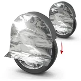 Walser 2X Reifen-Thermoabdeckung, 2 Stück Radschutzhüllen bis 17 Zoll/195mm, Radabdeckung-Set, Reifentaschen-Schutzhülle, Reifenabdeckung Silber
